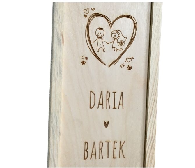skrzynka na wino prezent na ślub drewniana